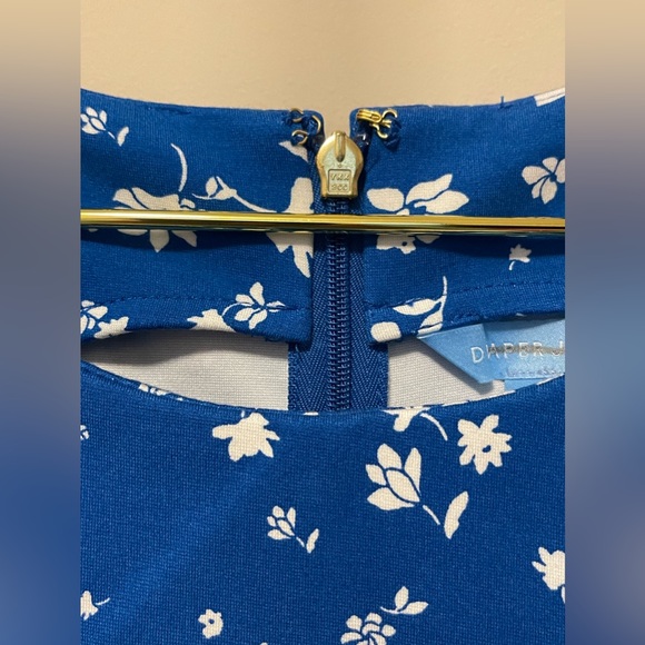 SOLD Draper James Blue & White Floral Ponte Sheath Flare Dress - Picture 6 of 9